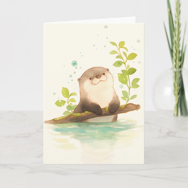 Tarjeta Nutria en el Sueño de Madera Flotante (Anverso)
