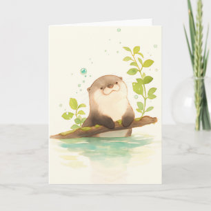 Tarjeta Nutria en el Sueño de Madera Flotante