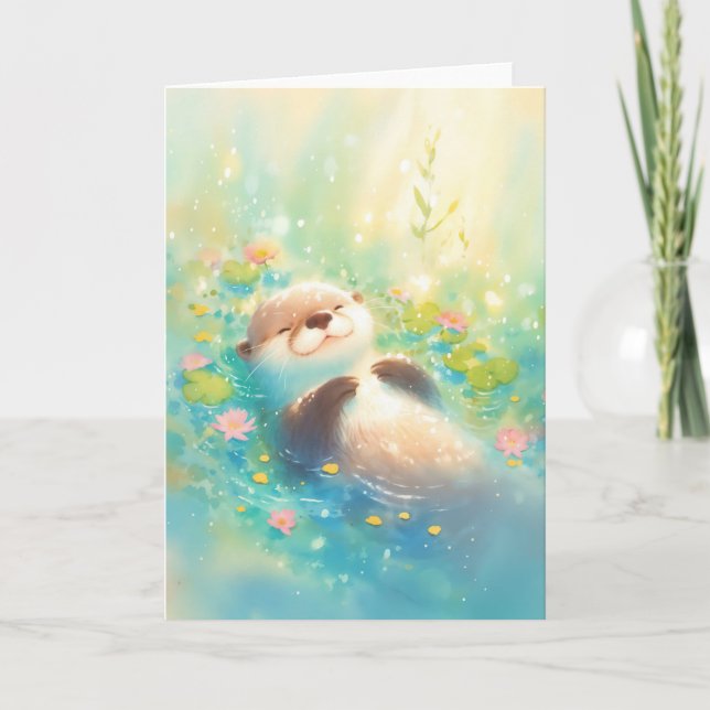Tarjeta Nutria Pacífica en Aguas Floridas (Anverso)