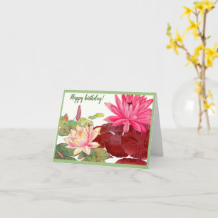 Tarjeta Nymphaea lotus, feliz cumpleaños