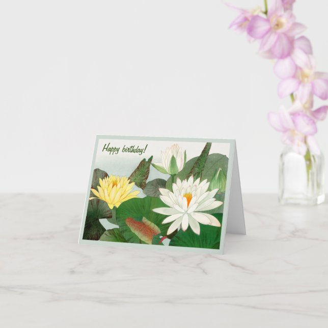 Tarjeta Nymphaea lotus, Feliz cumpleaños (Orquídea)