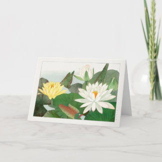 Tarjeta Nymphaea lotus, grabado en madera japonés, 1917