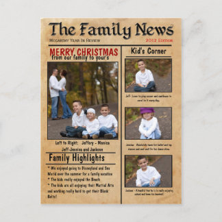 Tarjeta o boletín de Navidades de noticias familia