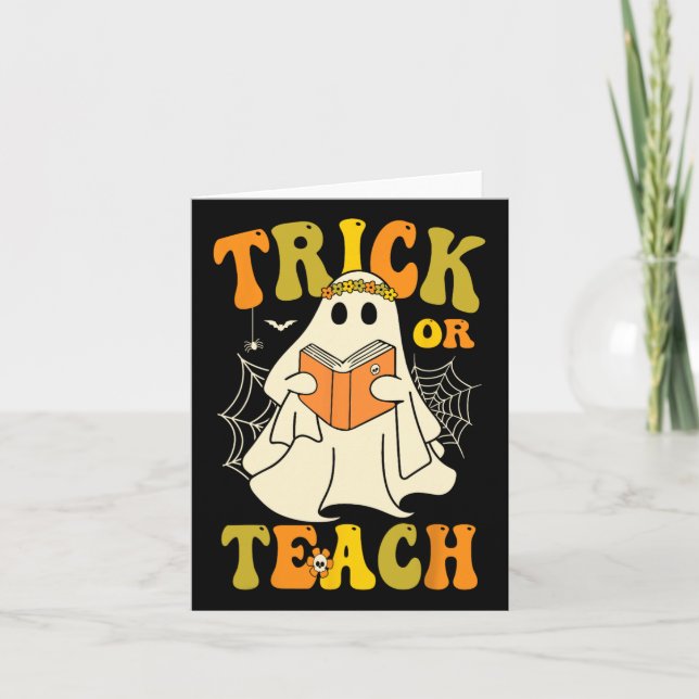 Tarjeta O Enseñar Groovy Halloween Enseñanza Fantasma Flor (Anverso)