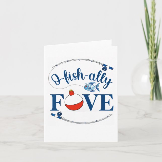 Tarjeta O-fish-ally Five Fishing Boy Quinto cumpleaños Ofi (Anverso)