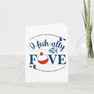 Tarjeta O-fish-ally Five Fishing Boy Quinto cumpleaños Ofi