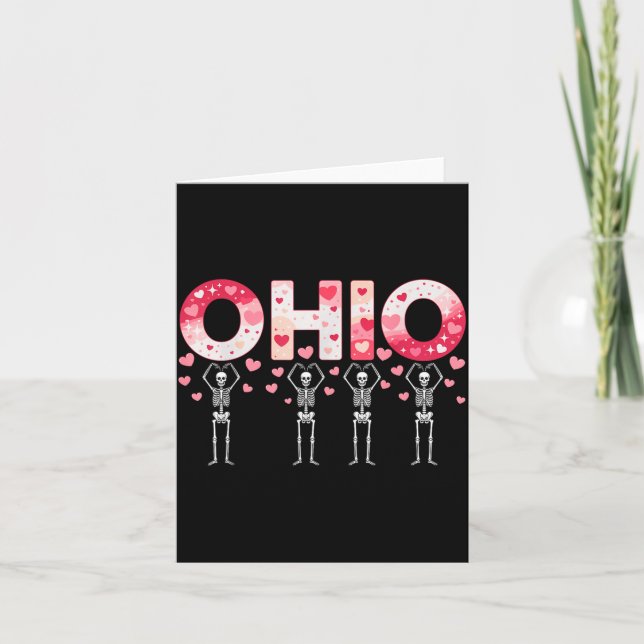Tarjeta O-h-i-o Funny Skeletons Ohio In Midwestern Valenti (Anverso)