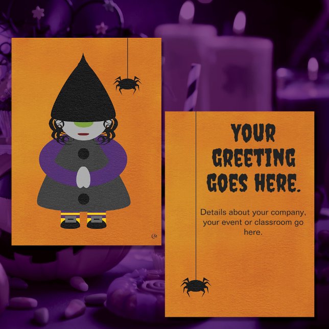 Tarjeta o Invitación de Bruja de Halloween Adorabl (Subido por el creador)