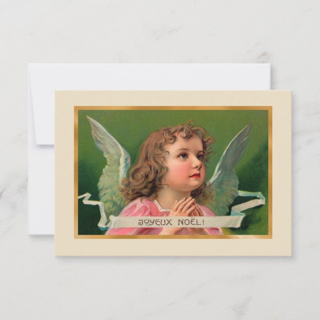 Tarjeta o invitación Joyeux Noel Angel (Anverso)