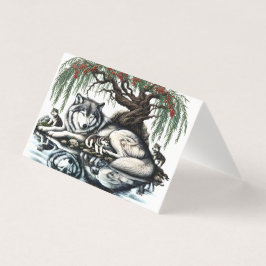 Tarjeta Oasis familiar de Lobo Serene en naturaleza ídílic