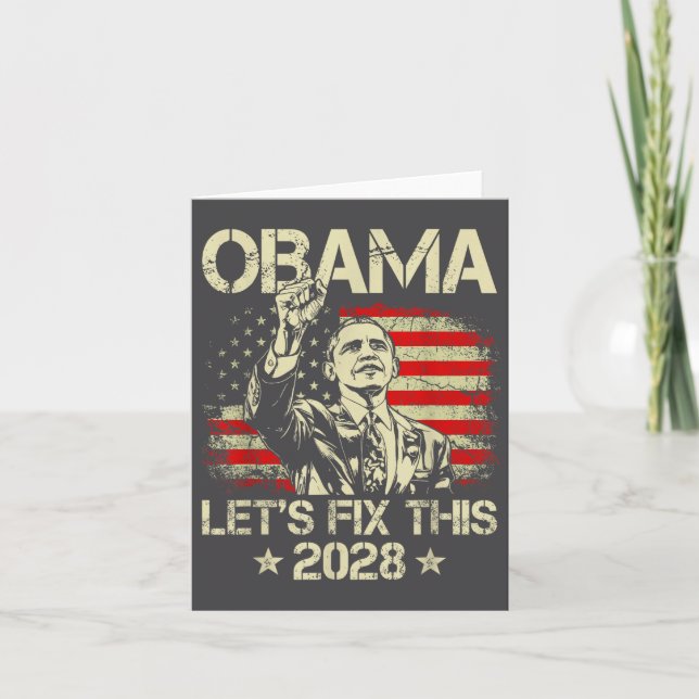 Tarjeta Obama 2028 Let's Fix This Obama 48th President (Anverso)