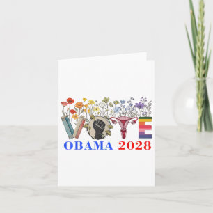 Tarjeta Obama con flores retro 2028