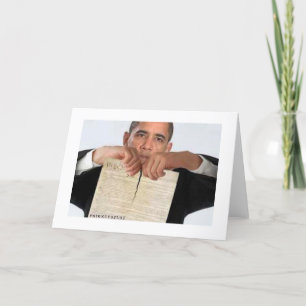 Tarjeta Obama que rasga para arriba la constitución