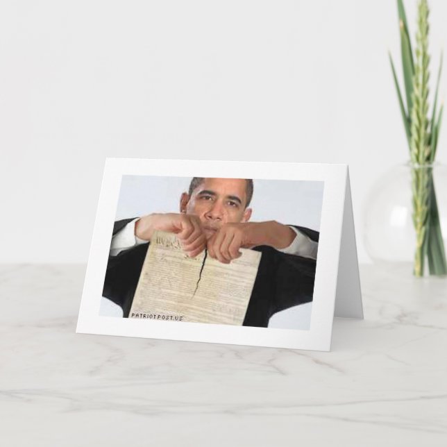 Tarjeta Obama que rasga para arriba la constitución (Anverso)