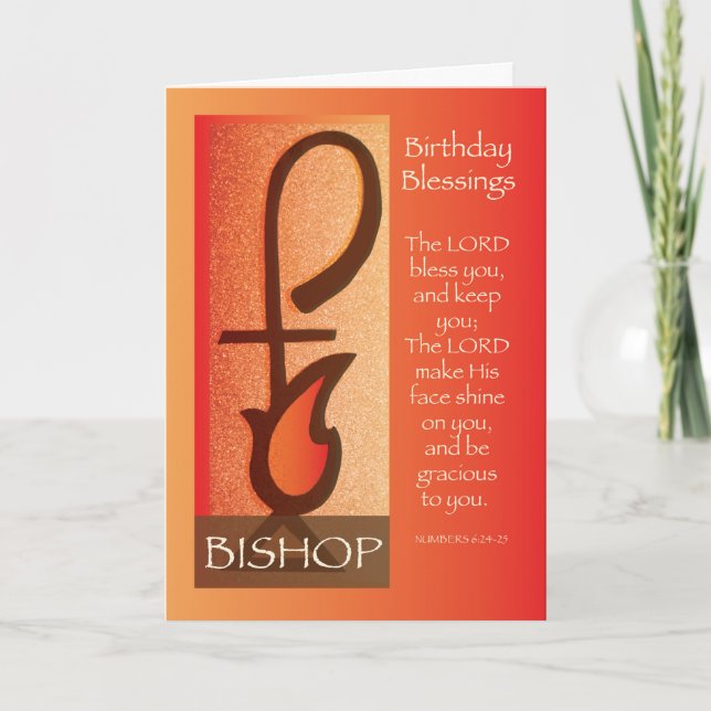 Tarjeta Obispo Birthday, personal y llama Religiou del (Anverso)