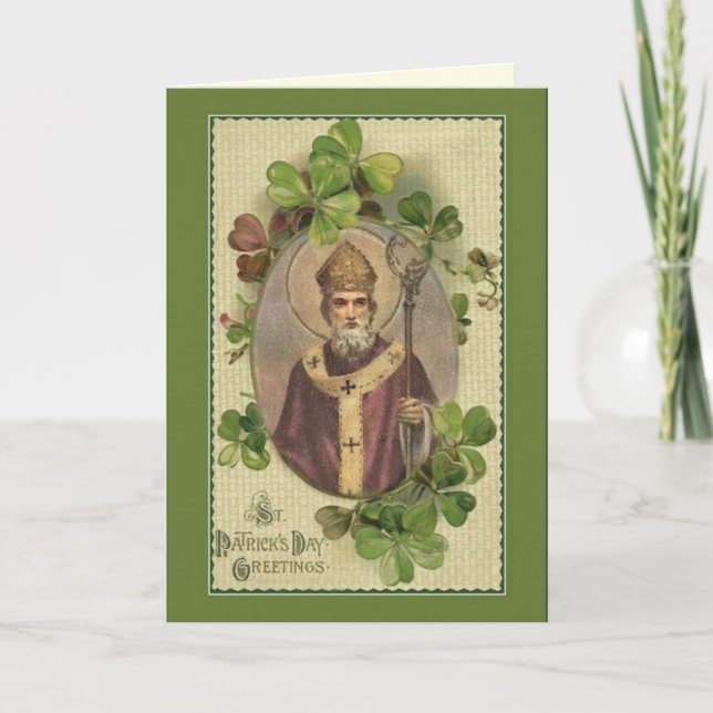 Tarjeta Obispo Shamrocks Prayer irish de St Patrick (Anverso)