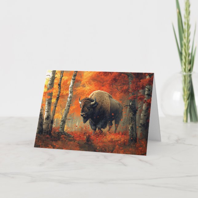 Tarjeta Obra artística de Bison in the Autumn Woods (Anverso)