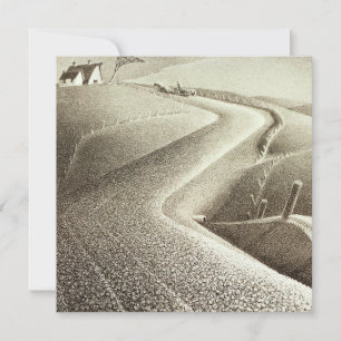Tarjeta Obras de arte de Grant Wood, marzo, paisaje
