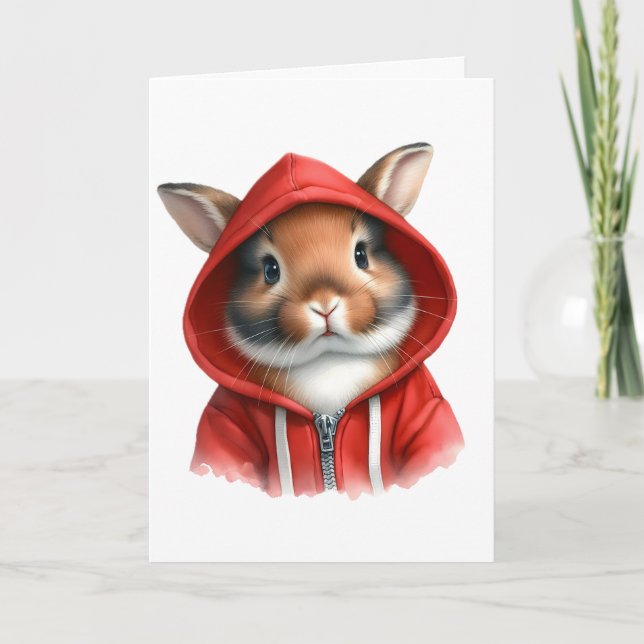 Tarjeta Obras de arte en acuarela conejo marrón con una su (Anverso)