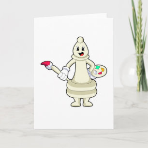 Tarjeta Obsequio de ajedrez Bishop como pintador con pince