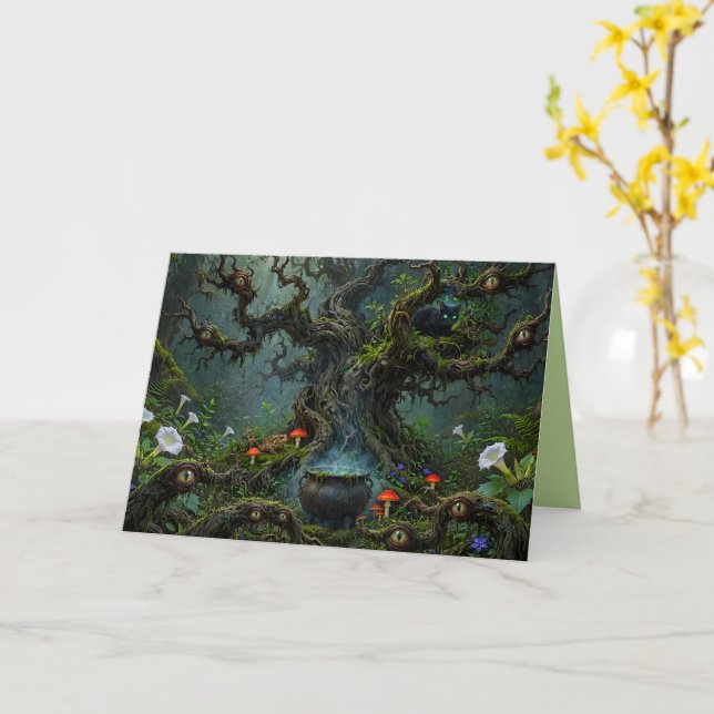 Tarjeta Observadores en Caldera de Gato de Madera de Bruja (flor amarilla)