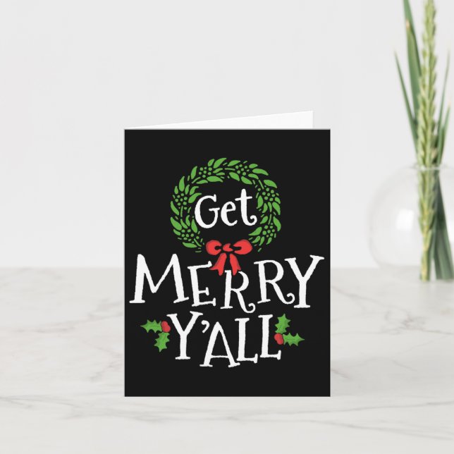 Tarjeta Obtén Merry Y'all Southern Slang Texas Xmas Family (Anverso)