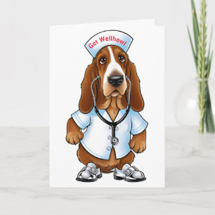 Tarjeta Obtén Wellhowl basset hound en equipo de enfermerí