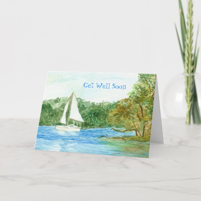 Tarjeta Obtener una buena carta con barco de vela (Anverso)