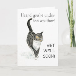 Tarjeta Obtener una buena carta - Gato de tabla gris