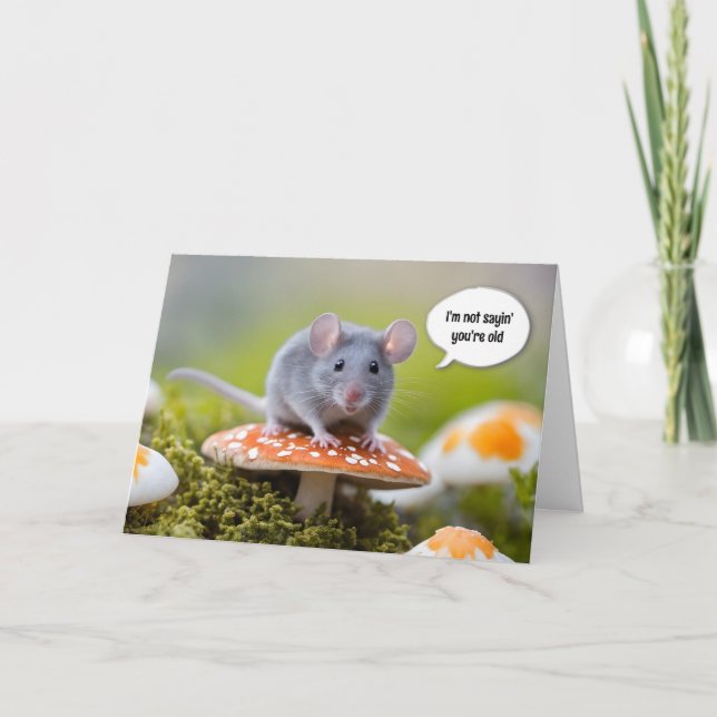 Tarjeta Obteniendo el viejo ratón gris de cumpleaños (Anverso)