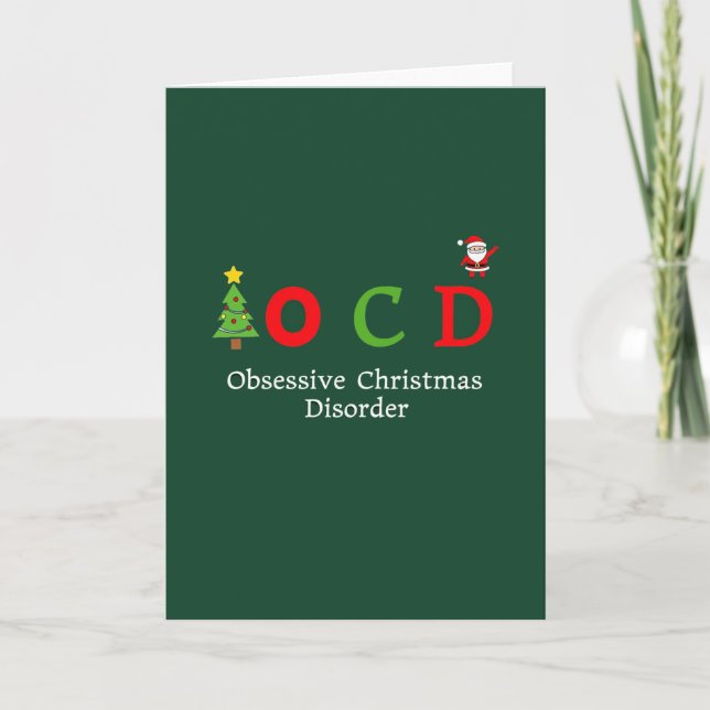 Tarjeta OCD Obsessive Christmas Disorder Funny Holiday Pun (Anverso)