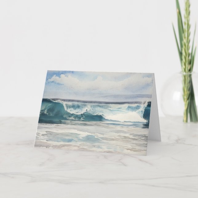 Tarjeta Ocean Wave Bonito Blue Tones Beach Art Notecard (Anverso)