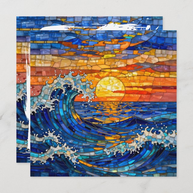 Tarjeta Oceanic Coastal Ocean Waves Sunset   (Anverso / Reverso)