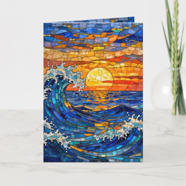 Tarjeta Oceanic Coastal Ocean Waves Sunset Birthday (Anverso)