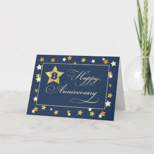 Tarjeta Ocho Estrellas de Efecto Navy Gold por Aniversario