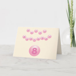 Tarjeta Ocho son las grandes bolas de cumpleaños rosadas d