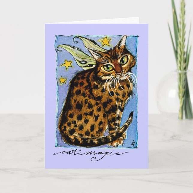 Tarjeta Ocicat magia de gatos saludo de cumpleaños o tarje (Anverso)