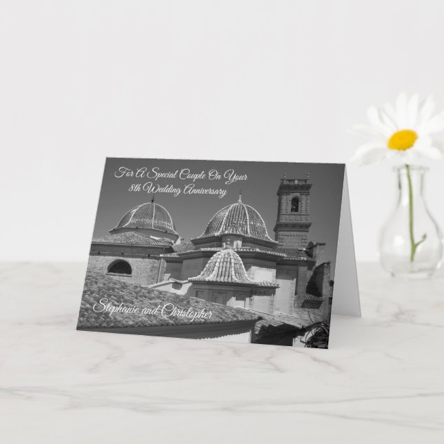 Tarjeta Octavo Aniversario Boda Personalizado de la Iglesi (Planta pequeña)