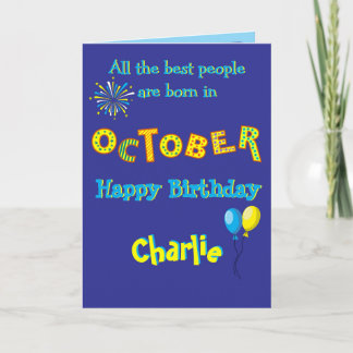 Tarjeta October Birthday Folded Greeting Card