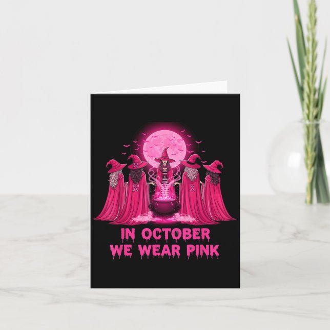 Tarjeta October We Wear Nk Witch Halloween Breast Cancer A (Anverso)