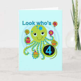 Tarjeta Octopus 4º cumpleaños camisetas y regalos de T