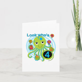 Tarjeta Octopus 4º cumpleaños camisetas y regalos de T