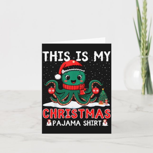Tarjeta Octopus Christmas Pajama Xmas Santa Hat Octopus Lo (Anverso)