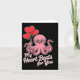 Tarjeta Octopus Con Globos De Corazón Mi Corazón Golpea Po
