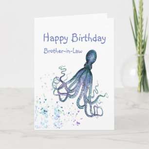 Tarjeta Octopus cuñado de cumpleaños podría abrazar a uno
