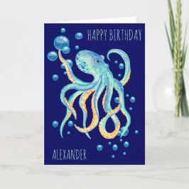 Tarjeta Octopus en el mar Profundo Bubble Naval Cumpleaños