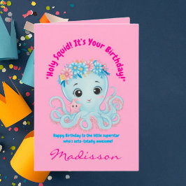 Tarjeta Octopus floral de alta costura para niños