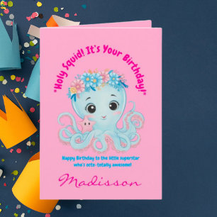 Tarjeta Octopus floral de alta costura para niños