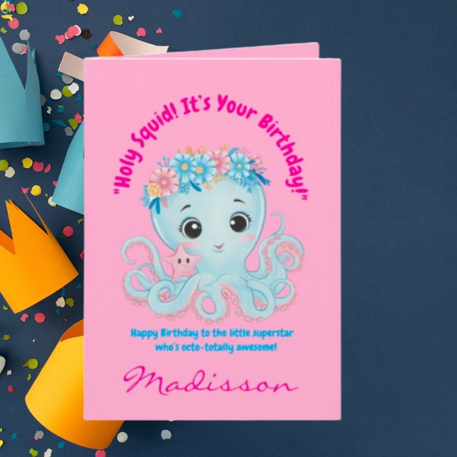Tarjeta Octopus floral de alta costura para niños (Subido por el creador)