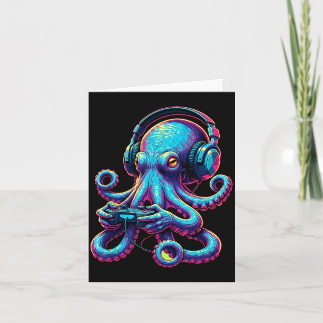 Tarjeta Octopus Gaming Animal Video Games Funny Octopus  (Anverso)